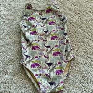 Crewcuts Liberty Print Animal Print One Piece Swimsuit - Purple, Green, Yellow
